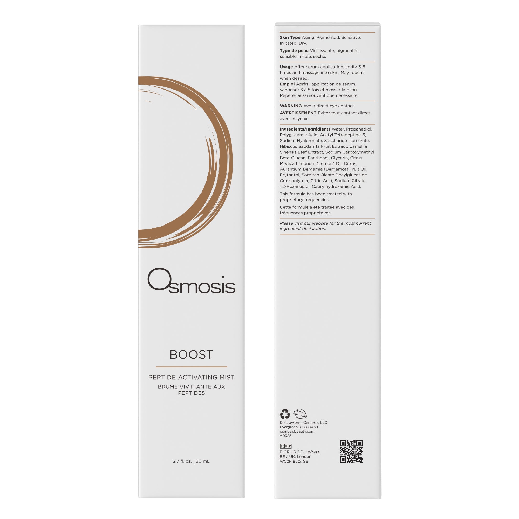 Boost Peptide Activating Mist 80mL Box Image Front and Back