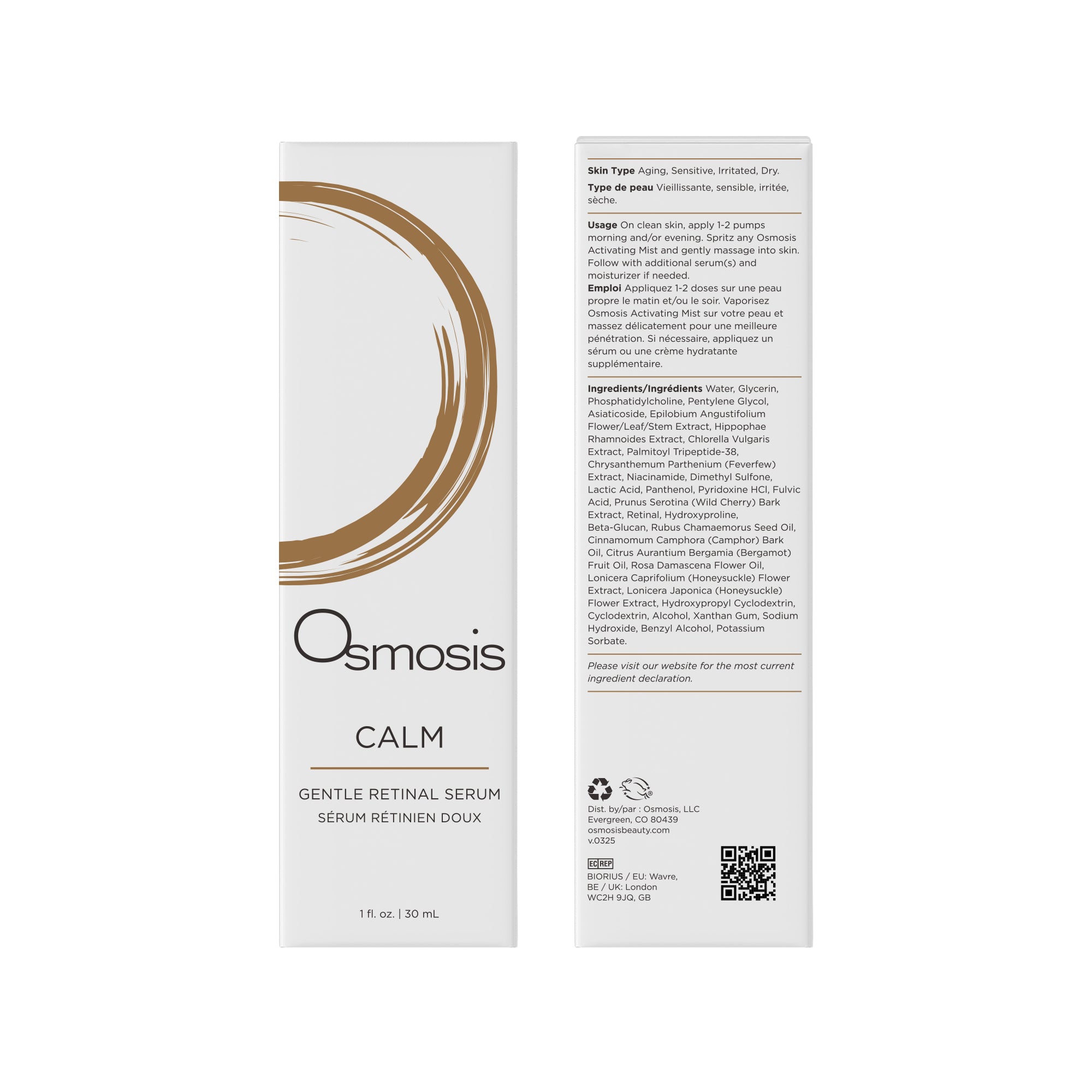 Calm Retinal Serum 30mL Box Image Front & Back