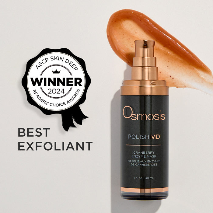 Osmosis Polish MD with 'Best Exfoliant' award badge on a light background