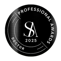 Professional Awards badge for Doctor 2025 with a stylized 'SA' logo.