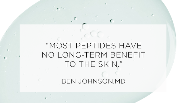 how to get rid of age spots, Quote from Ben Johnson MD - Most peptides have no long-term benefit to the skin.