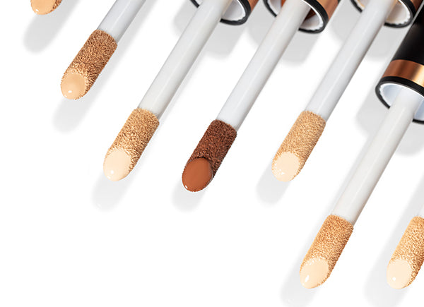 Tips of makeup applicators in different shades