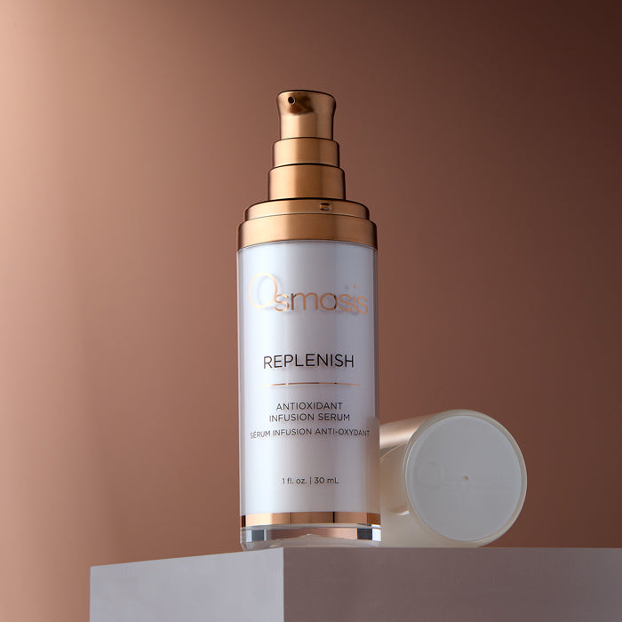 Replenish Antioxidant serum on copper background