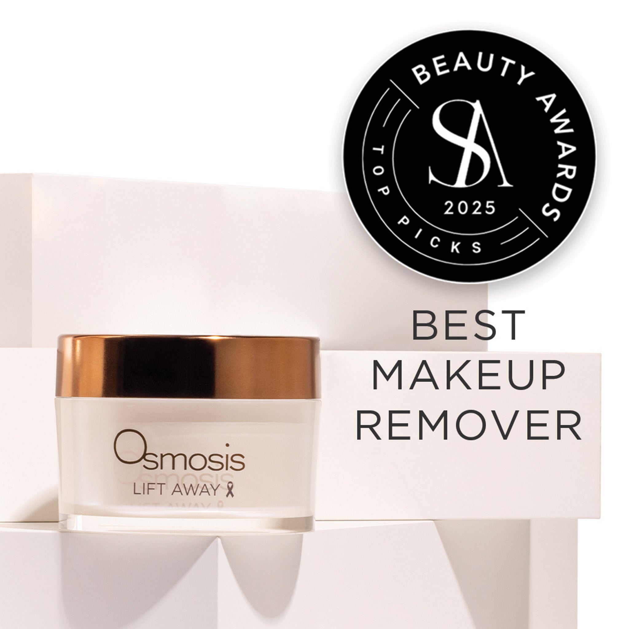 Osmosis Lift Away Skin Anarchy Award Seal for Best Makeup Remover on a white background