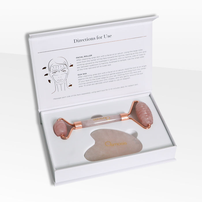 Rose Quartz Gua Sha Set & Facial Roller | Osmosis Beauty Rose Quartz Gua Sha Set & Facial Roller | Osmosis Beauty